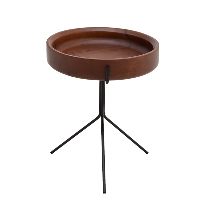 Mesa Lateral Alive Em Aço Carbono E Madeira Maciça
