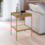 Mesa Lateral Oslo Quadrada Com Pés Metálicos