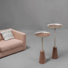 Mesa Lateral Sturgia 58x25cm - Gold/Nogueira