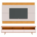 Painel Classic Com Rack Arc 3 Gavetas - Off White E Nature