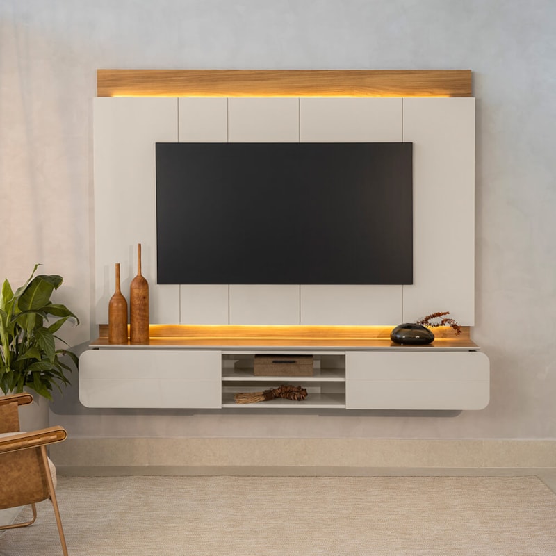 Painel Home Baden Para TV Até 75 Polegadas - Tauari E Off White