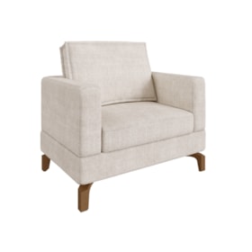 Poltrona Barnes em Linho - Bege/Branco