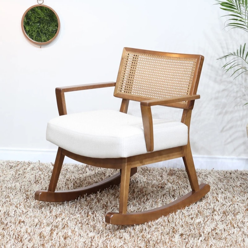 Poltrona Hamburgo De Balanço - Pinhão - 194 Linho Off White