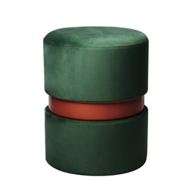 Puff Rojas em Veludo - Verde Musgo/Cobre