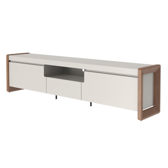 Rack Bristol C/ Acabamento em Madeira Maciça 225 cm - Off-white
