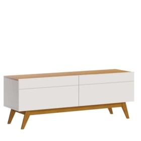 Rack Classic Para TV Até 50 Polegadas Com 2 Gavetas 140cm Off White/Nature - Outlet