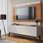 Rack Classic Para TV Até 50 Polegadas Com 2 Gavetas 140cm Off White/Nature - Outlet