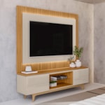 Rack Com Painel Allure Para TVs Até 70 Polegadas - Tauari E Off White