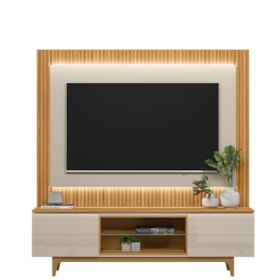 Rack Com Painel Allure Para TVs Até 70 Polegadas - Tauari E Off White