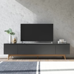 Rack Flynt Para TV Até 75 Polegadas Com 3 Portas 219cm Preto - Outlet