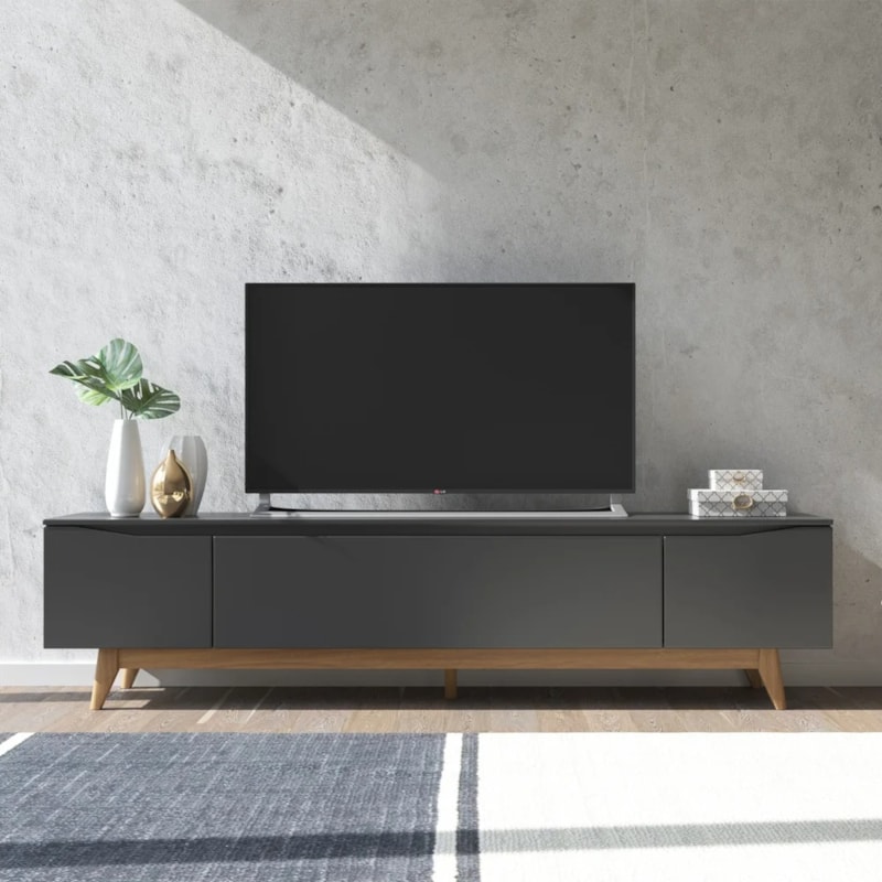 Rack Flynt Para TV Até 75 Polegadas Com 3 Portas 219cm Preto - Outlet