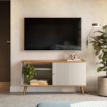 Rack Para TV Brendan 120cm - Nature E Off White