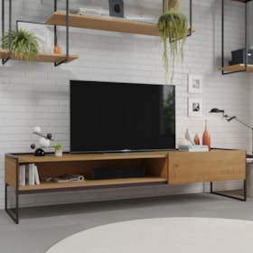 Rack Sanlay para Tv com Estrutura de Ferro e Madeira