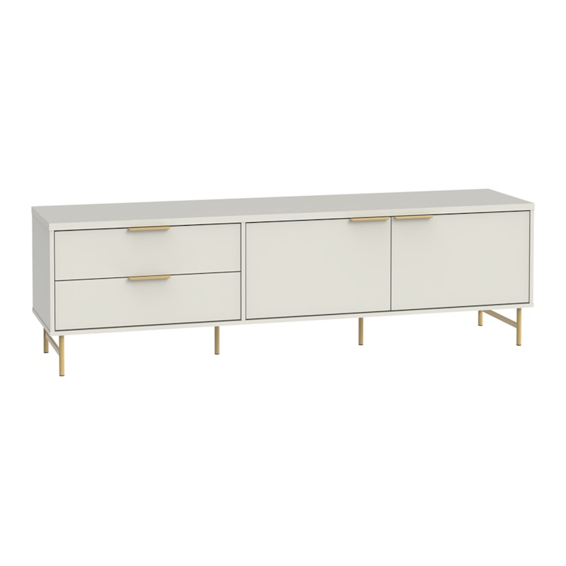 Rack Yves C/ 2 Gavetas e 2 Portas 180 cm - Off-white/Dourado