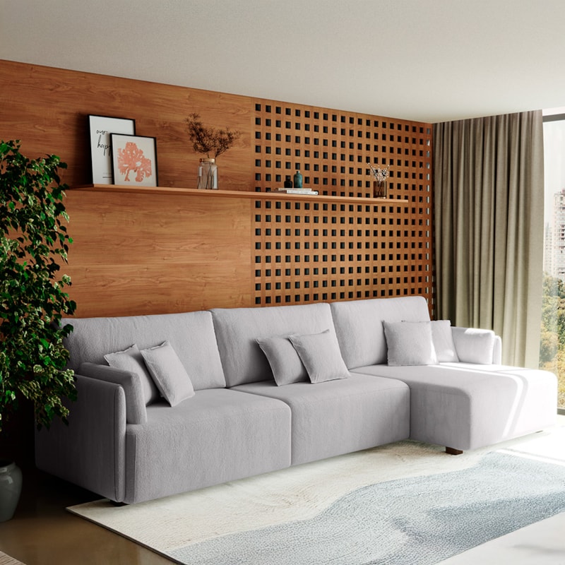 Sofá Com Chaise Tokino Minoru 3 A 5 Lugares