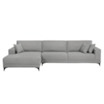 Sofá Com Chaise Venice 4 Lugares 280cm - Linho Cinza