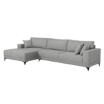 Sofá Com Chaise Venice 4 Lugares 280cm - Linho Cinza