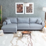 Sofá Com Chaise Venice 4 Lugares 280cm - Linho Cinza