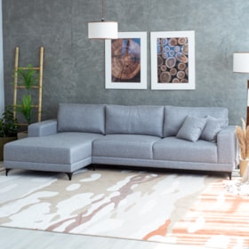 Sofá Com Chaise Venice 4 Lugares 280cm - Linho Cinza