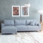 Sofá Com Chaise Venice 4 Lugares 280cm - Linho Cinza