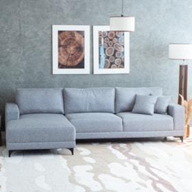 Sofá Com Chaise Venice 4 Lugares 280cm - Linho Cinza