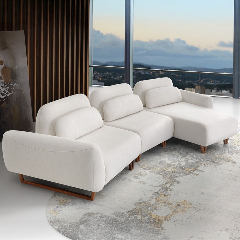 Sofá Curvo Com Chaise Symboli 4 A 5 Lugares
