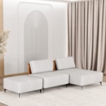 Sofá Marzenie Com Chaise E Puff 3 A 4 Lugares